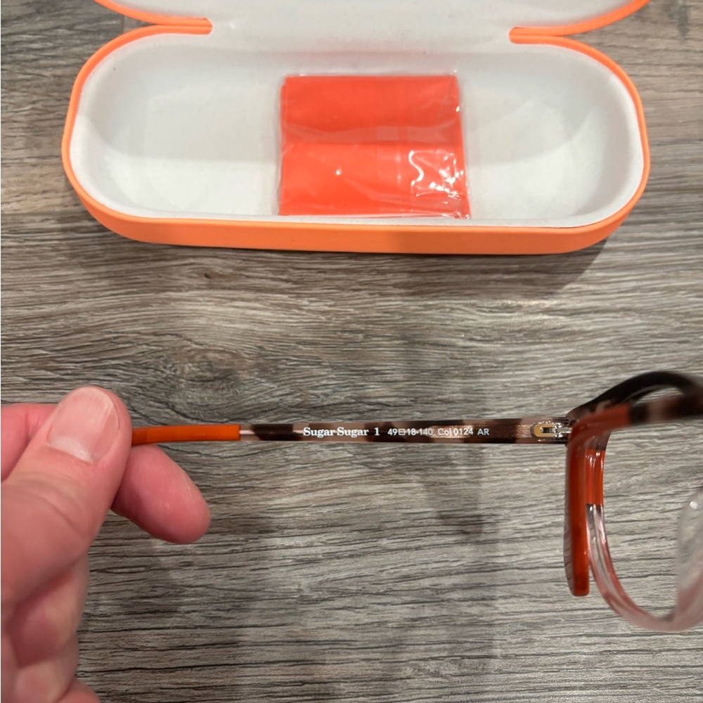 Two-Tone Orange & Pink Round Women's Glasses - Picture 2 of 2